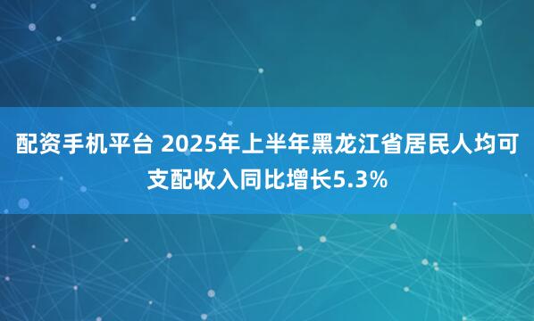 配资手机平台 2025年上半年黑龙江省居民人均可支配收入同比增长5.3%